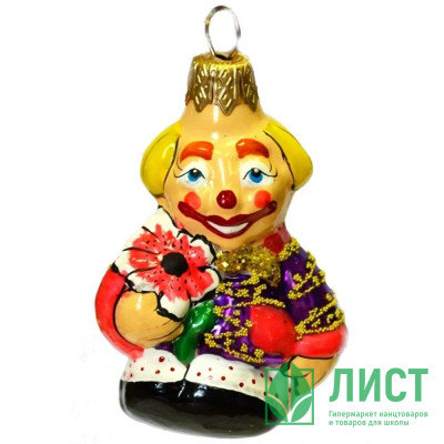Украшение декоративное стекло 7,5см &quot;Клоун&quot; серия &quot;ВС&quot; п/у арт.ФУП-169/16 Украшение декоративное стекло 7,5см "Клоун" серия "ВС" п/у арт.ФУП-169/16