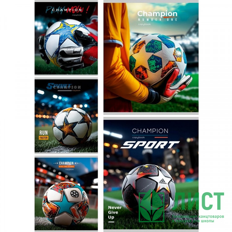 Тетрадь А5 клетка 48 листов скоба (Prof-Press) Чемпионский мячик мелованная обложка ассорти  арт.Т48-9123