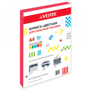Бумага цв. А4 100л интенсив красный 80г/м2 "deVENTE" арт.2072215
