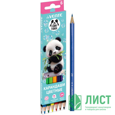 Карандаши цветные (deVENTE) Yummy Panda 6 цветов 2М 2,8 мм шестигранные арт.5021536 Карандаши цветные (deVENTE) Yummy Panda 6 цветов 2М 2,8 мм шестигранные арт.5021536