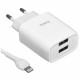 Зарядное устройство сетевое 2USB + кабель Type-C HOCO C73A Glorious, белый