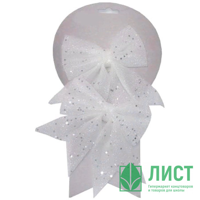 Украшение декоративное "Бант" 02шт/набор 17*13см белый арт.82259