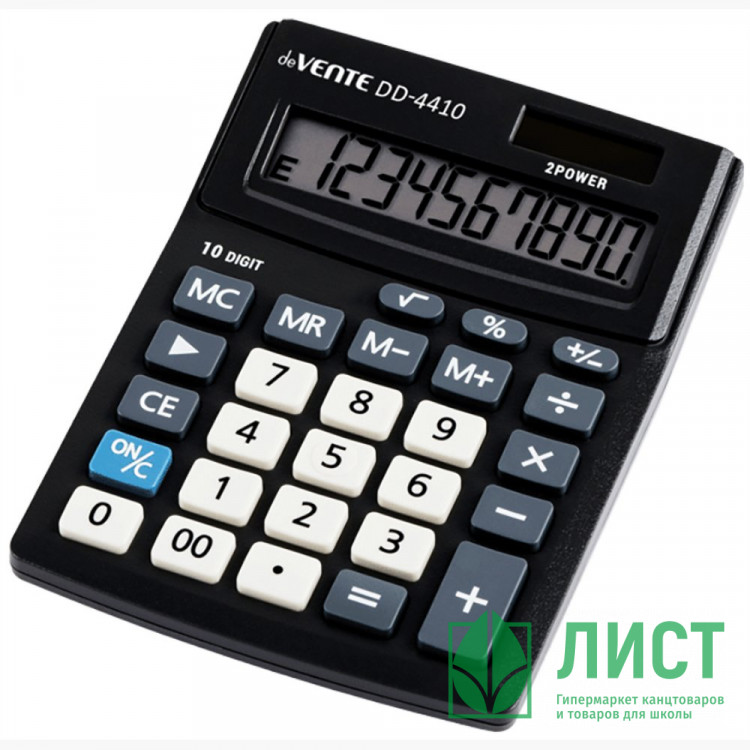 Калькулятор настольный 10 разрядный двойное питание  deVENTE 102*137*31 (DD-4410) черный (Ст.1)