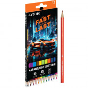 Карандаши цветные (deVENTE) Fast Or Last 12 цветов 2М 2,8 мм шестигранные арт.5022537