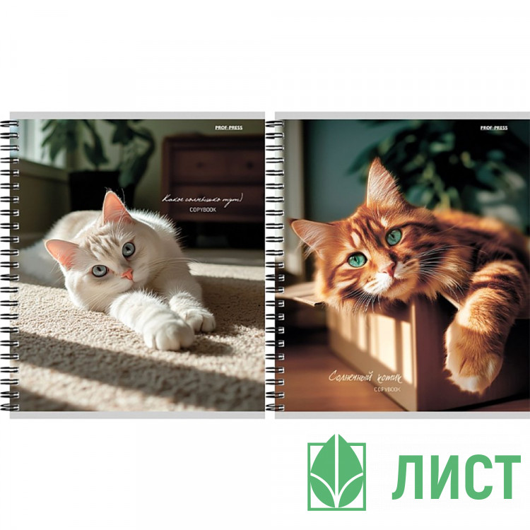 Тетрадь А5 клетка 48 листов на гребне Profit Милые коты-2 мелованная обложка ассорти арт.48-8619