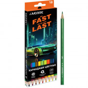 Карандаши цветные (deVENTE) Fast Or Last 18 цветов 2М 2,8 мм шестигранные арт.5023537