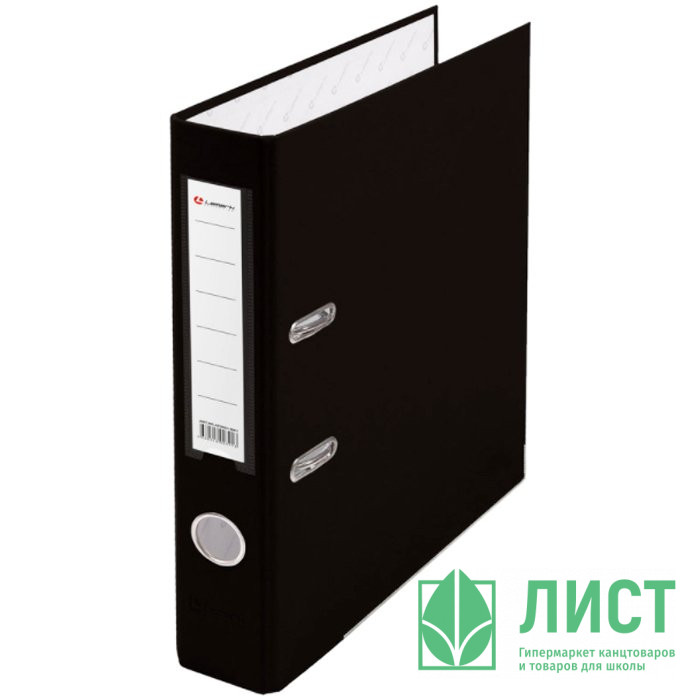 Папка-регистратор 50мм ПВХ с 1 сторонней обтяжкой, металлический уголок, черная, собранная (Ст.25)