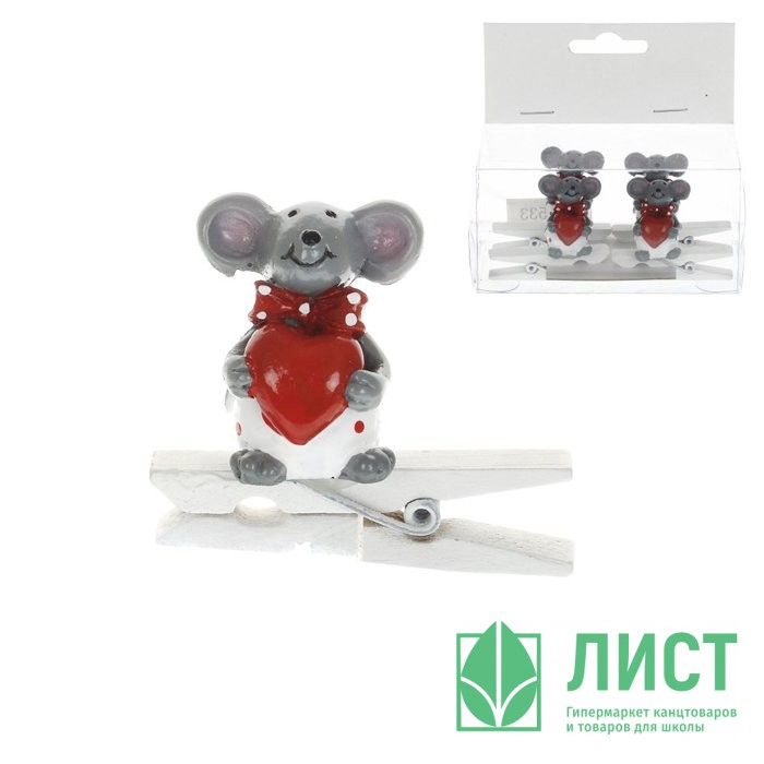 Украшение декор.прищепка "Мыши" 03см 04шт/наб. арт.741533