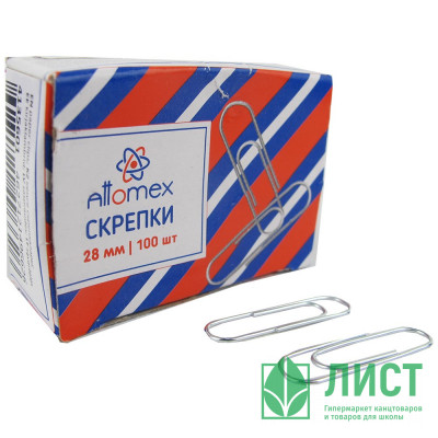 Скрепки оцинкованные 28мм овальные 100шт/уп. Attomex 4135301 Скрепки оцинкованные 28мм овальные 100шт/уп. Attomex 4135301