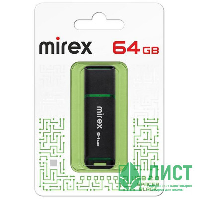 Флеш диск 64GB USB 2.0 Mirex SPACER, черный Флеш диск 64GB USB 2.0 Mirex SPACER, черный