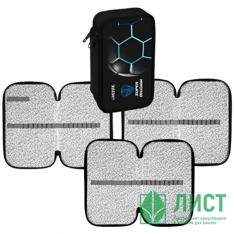 Пенал 3 отделения (deVente) 205х120мм Super Division конгревное тиснение арт.7013514