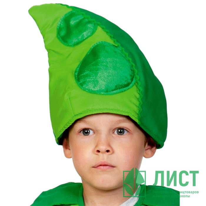 Маска-шапочка карнавальная ткань (САД_ОГОРОД) "Горох" цв.зелёный р.52-54 арт.4112