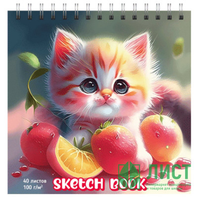 Блокнот-скетчпад А6 на гребне 40 листов (deVENTE) Kitty&amp; Fruits 100 г/м² арт.2134323 Блокнот-скетчпад А6 на гребне 40 листов (deVENTE) Kitty& Fruits 100 г/м² арт.2134323