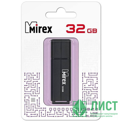 Флеш диск 32GB USB 2.0 Mirex Line, черный Флеш диск 32GB USB 2.0 Mirex Line, черный
