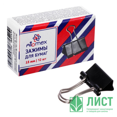 Зажим для бумаги металлический 15мм черный арт. SBC15/4131300 Зажим для бумаги металлический 15мм черный арт. SBC15/4131300