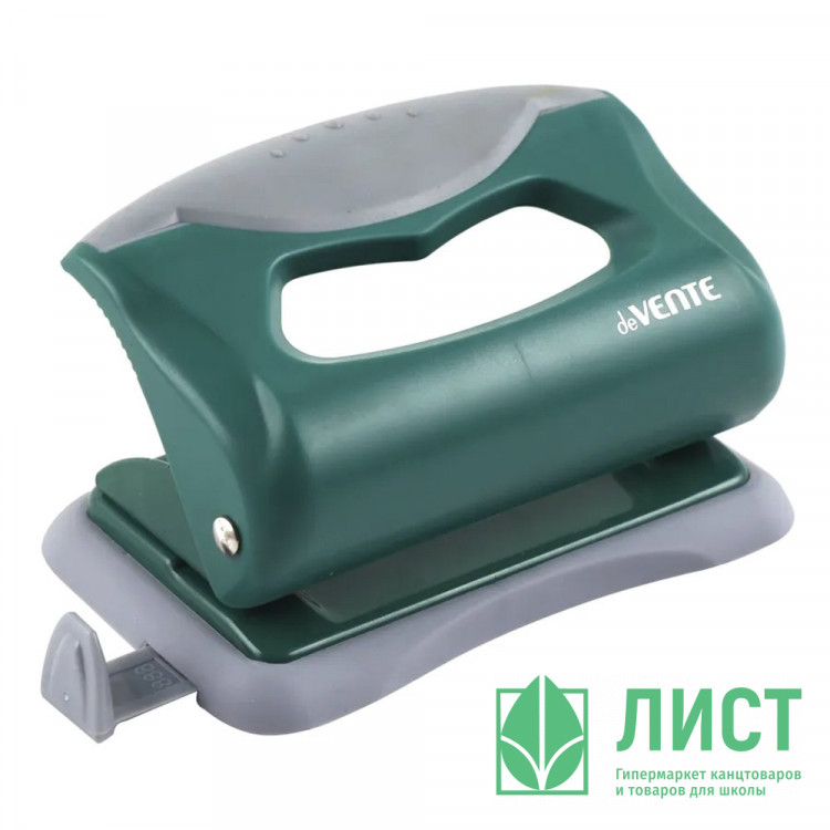 Дырокол (10л) deVENTE пластик с каучуковой вставкой, с линейкой Marandi аквамарин арт.4020203