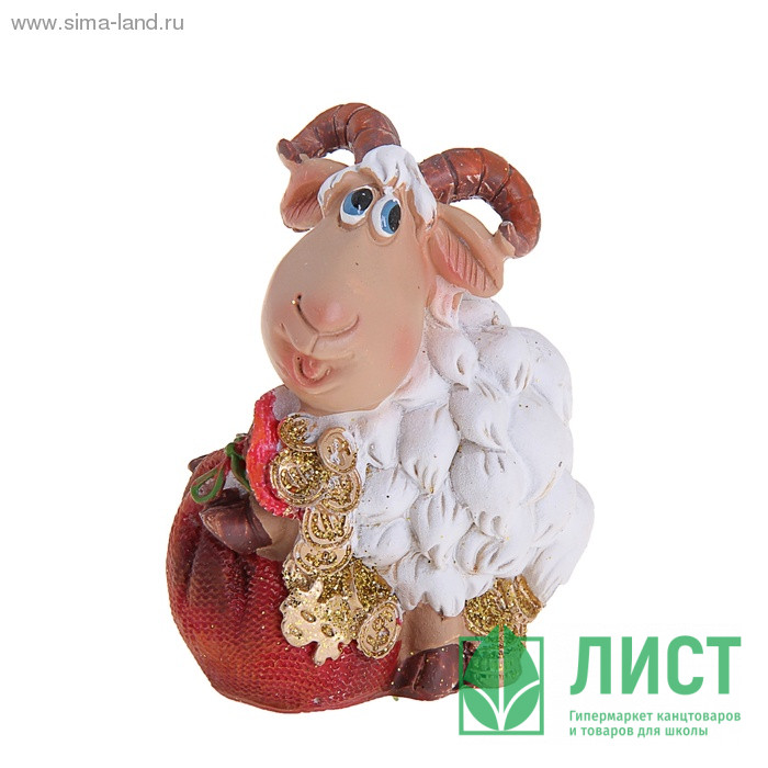 юСтатуэтка СИМВОЛ ГОДА "Барашек с золотыми монетками" МИКС 7,5*6*4см арт.186976
