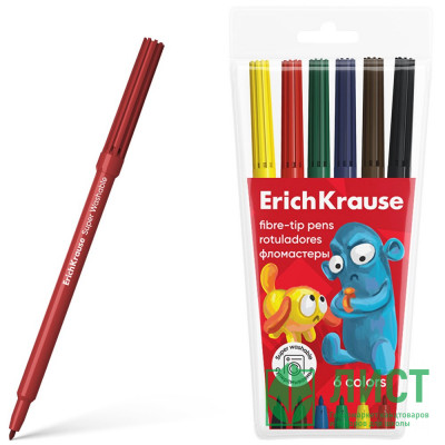 Фломастеры (ErichKrause) Jolly Friends Super Washable 6 цветов арт.61830 Фломастеры (ErichKrause) Jolly Friends Super Washable 6 цветов арт.61830