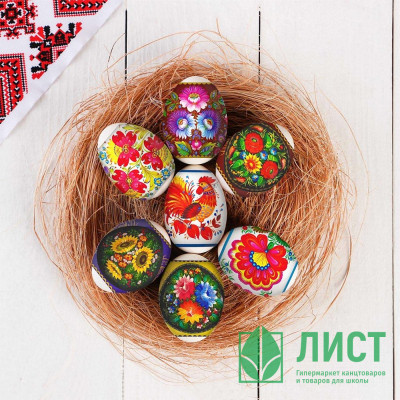 ПАСХА Термонаклейка для украшения 7 яиц &quot;Петриковская&quot; арт.10243277 ПАСХА Термонаклейка для украшения 7 яиц "Петриковская" арт.10243277