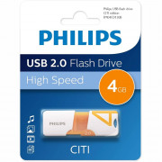 Флеш диск 4GB USB 2.0 PHILIPS CITI, белый/оранжевый