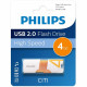 Флеш диск 4GB USB 2.0 PHILIPS CITI, белый/оранжевый
