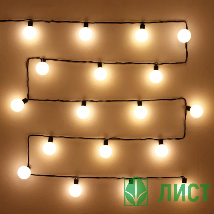 УЦЕНКАГирлянда электрическая для дома фигурная 04м 20LED "Шар" цвет теплый белый (темный провод) артемный 183-634