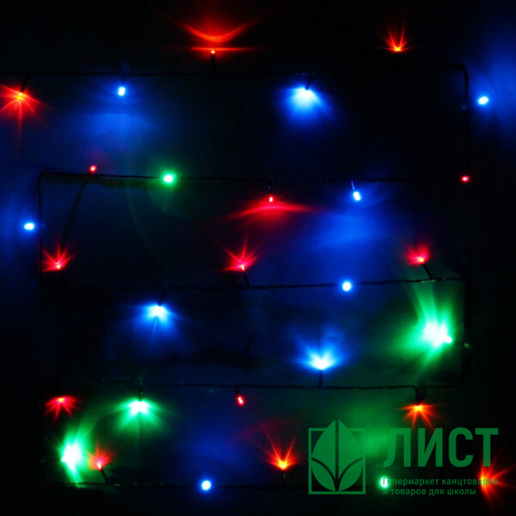 Гирлянда электрическая для дома точечная 3,5м 36LED цвет мульти (зеленый провод) 8режимов арт.130-359