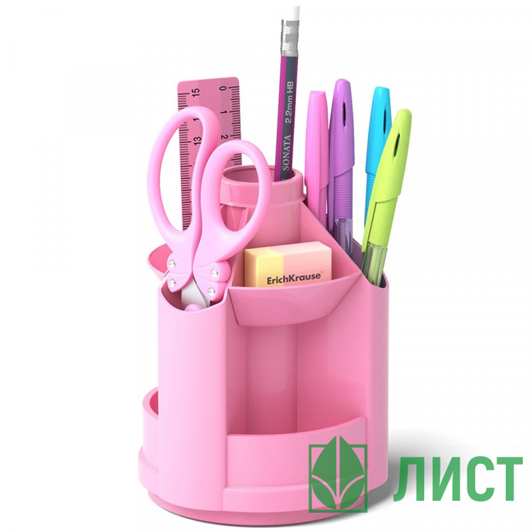 Канцелярский набор 08пр. ErichKrause Mini Desk Pastel, роз., вращ. арт.53231 (Ст.1)
