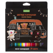 Карандаши цветные (Hatber) ECO Кофейные коты 24 цвета заточенные арт.CS_091074