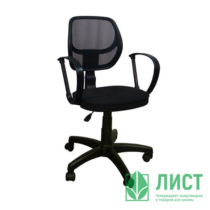 Кресло для оператора пластик/сетка Сатурн черное (В-14)