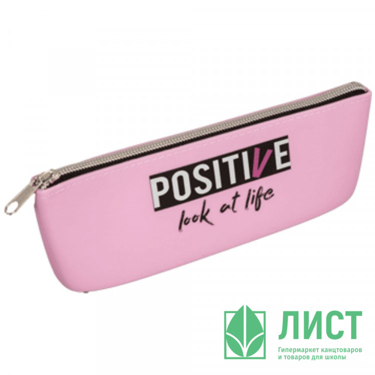Пенал-косметичка 1 отделение силикон (deVente) Positive 185x70x40мм пастельный розовый см арт.7026467