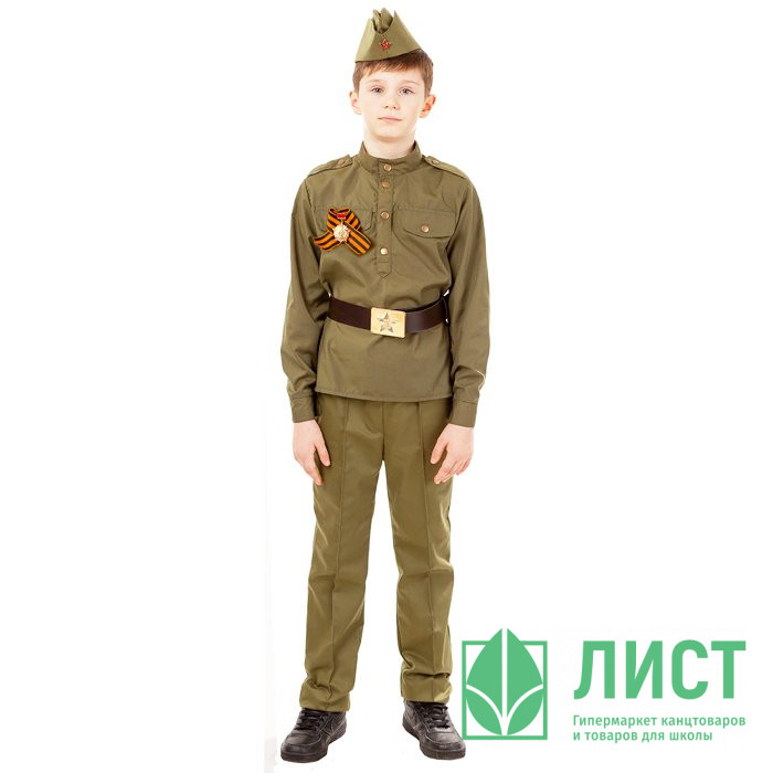 Костюм М Солдат (гимнастерка,брюки,пилотка,ремень) р.38(146) арт.2032/1 к-18-38-146