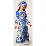 Костюм взрослый Снегурочка Василиса (платье,кокошник) арт.321-44, 321-46, 321-48