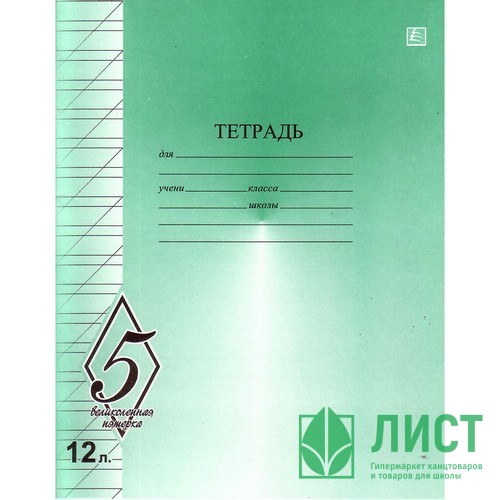 Тетрадь 12 листов косая линия (КФОБ) Великолепная пятерка арт TW 512 O0 V5 4