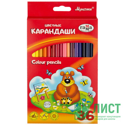 Карандаши цветные (ГАММА) Мультики 36 цветов трехгранные арт.050918_10 Карандаши цветные (ГАММА) Мультики 36 цветов трехгранные арт.050918_10