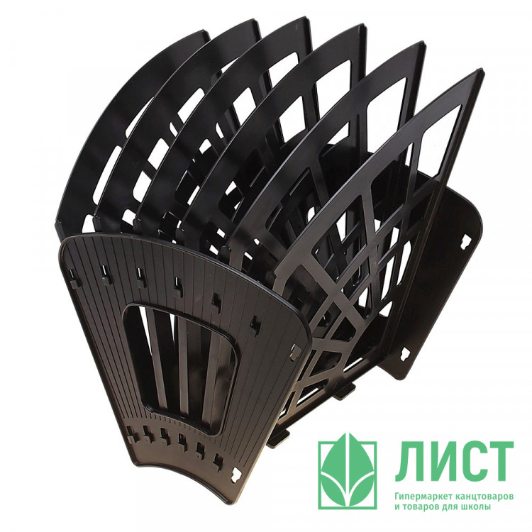 Лоток-веер для бумаг вертикально-горизонтальный  5 отделения черный арт.ЛТ416