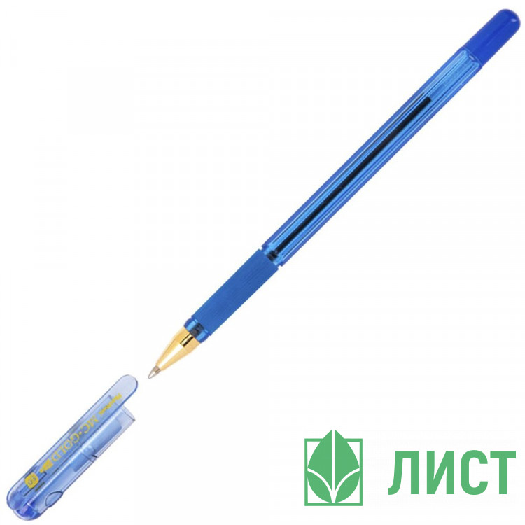 Ручка шариковая прозрачный корпус, резиновый упор (MC Gold) синий, 1,0мм арт.ВМС10-02