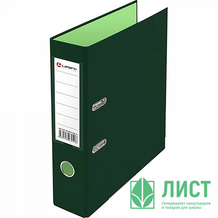 Папка-регистратор 80мм (+/-5) ПВХ с 2 сторонней обтяжкой, металлический уголок, зеленый/светло-зеленый