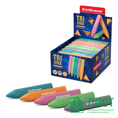 Ластик (ErichKrause) Tri Stick 90*14,5*14,5мм цветной арт.56040 (Ст.32) Ластик (ErichKrause) Tri Stick 90*14,5*14,5мм цветной арт.56040 (Ст.32)