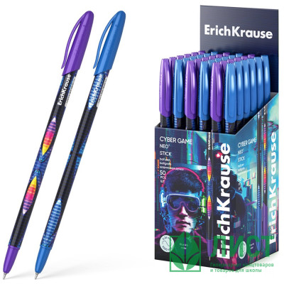 Ручка шариковая не прозрачный корпус резиновый упор (ErichKrause) Stick Cyber Game синий, 0,7/0,26мм арт.61016 (Ст.50) Ручка шариковая не прозрачный корпус резиновый упор (ErichKrause) Stick Cyber Game синий, 0,7/0,26мм арт.61016 (Ст.50)