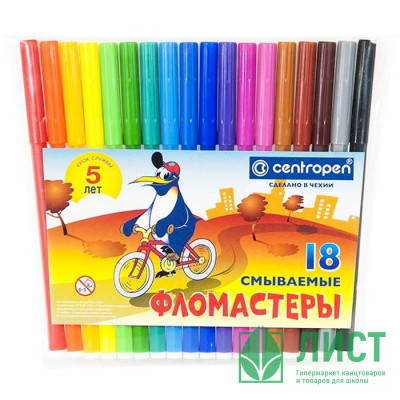 Фломастеры (CENTROPEN) Пингвины 18цветов арт.7 7790 1886 Фломастеры (CENTROPEN) Пингвины 18цветов арт.7 7790 1886
