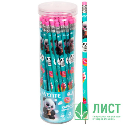 Карандаш черно-графитный deVENTE с ластиком HB Yummy Panda корпус трехгранный арт.5032502 Карандаш черно-графитный deVENTE с ластиком HB Yummy Panda корпус трехгранный арт.5032502