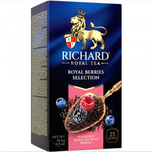 Чай Richard 25пак. Ассорти королевских ягод (Royal Berries Selection) черный улун с ягодами клубники,малины,черники (Ст.12)