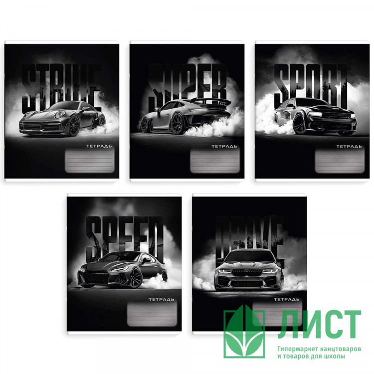 Тетрадь 12 листов клетка Феникс Форсаж ассорти арт.70902