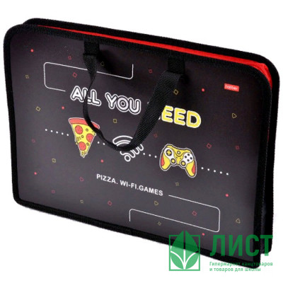 Сумка пластик А4 (Hatber) на молнии ручка-тесьма Pizza арт. AMn_25069 Сумка пластик А4 (Hatber) на молнии ручка-тесьма Pizza арт. AMn_25069