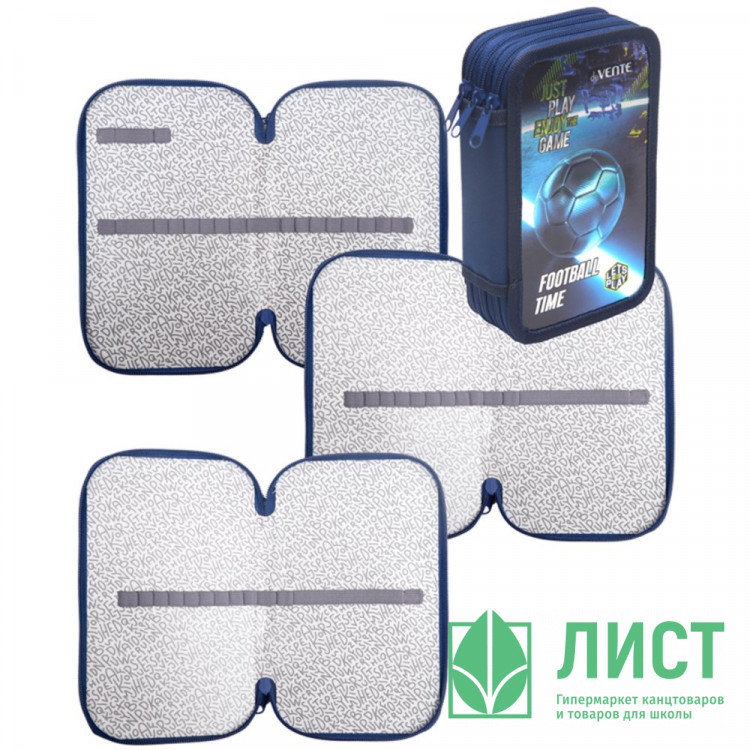 Пенал 3 отделения (deVente) 205х120мм Football Time конгревное тиснение арт.7013402