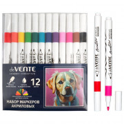 Маркеры акриловые deVENTE Классика и пастель (Classic&Pastel) 12 цветов пулевидный наконечник, ширина линии 2 мм, в пластиковой коробке