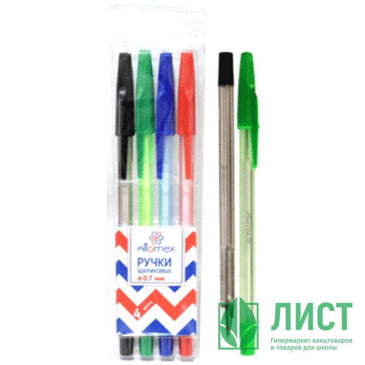 Набор ручек шариковых 4 цвета (Attomex) в пластиковом блистере арт.5073722