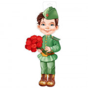 Плакат "Мальчик в военной форме с гвоздиками" 53*23см арт.5901900