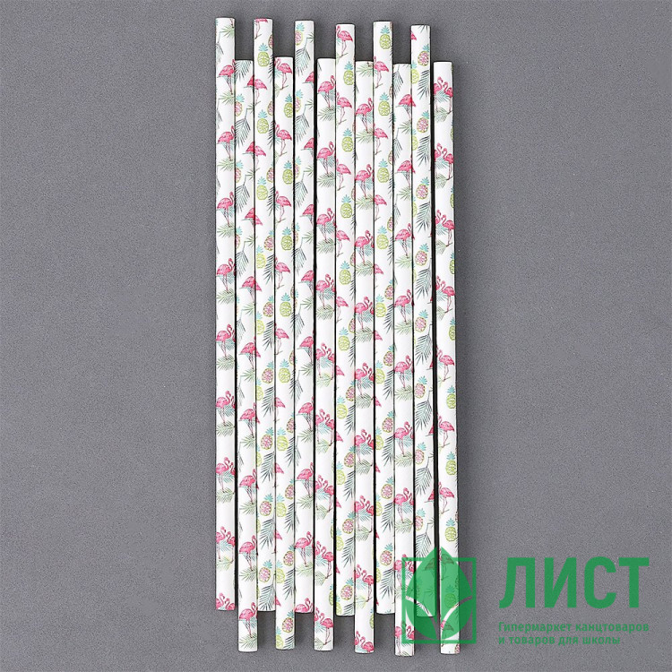 Трубочки для коктейля Фламинго 12шт/наб. арт.9686278
